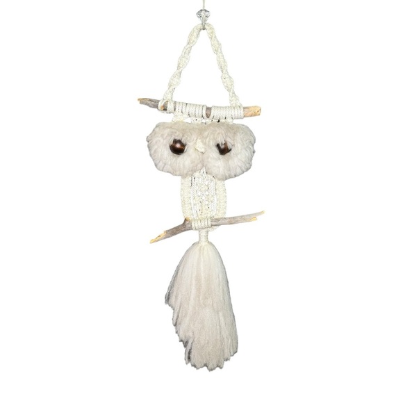 Vintage Macrame Owl Hanging Decor MCM - Picture 1 of 8